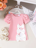Children's Bow Puff Sleeve Dress