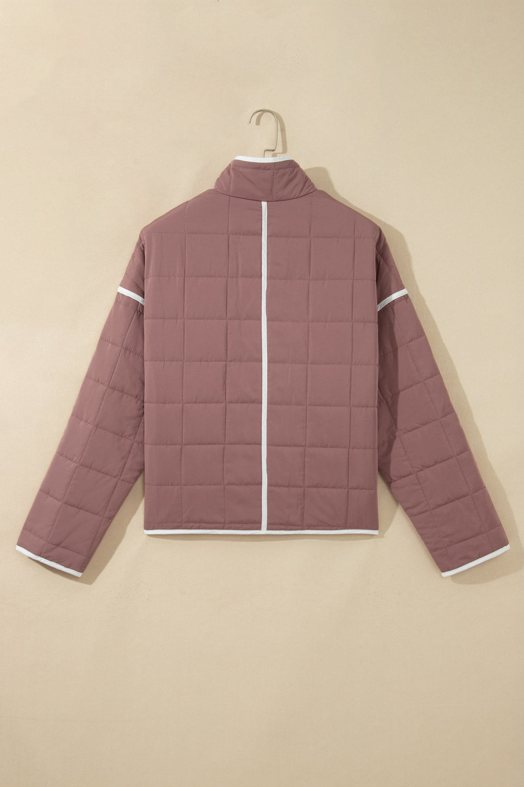 Contrast Trim Quilted Patch Pocket Buttoned Jacket