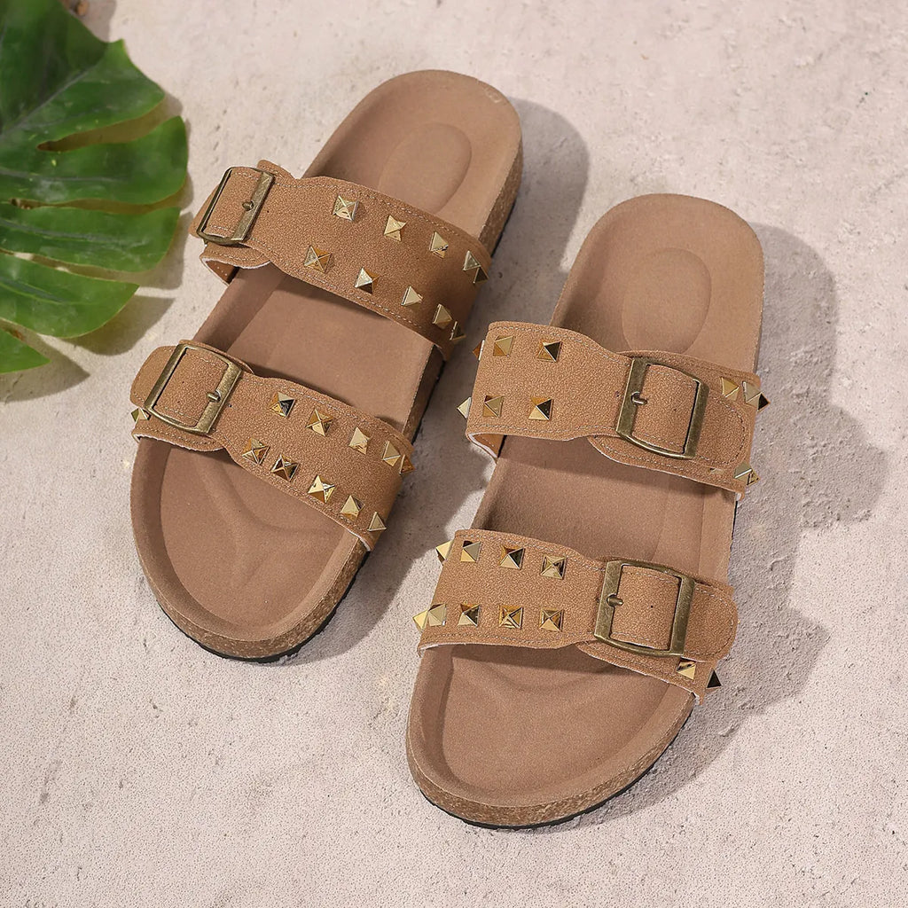 Studded Double Buckle Sandals