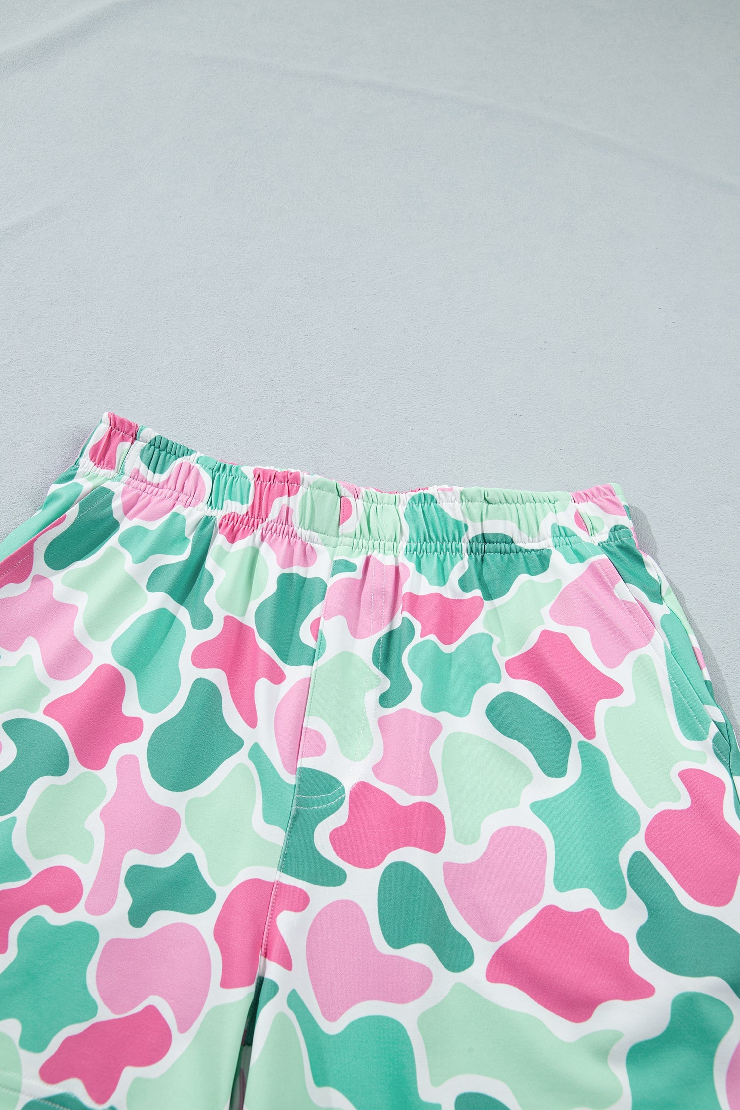Green Camouflage Printed Cropped Tank Athleisure 2pcs Short Set