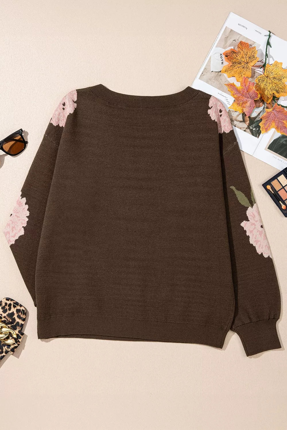 Floral Print Drop Shoulder Relaxed Sweater