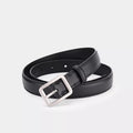 Classic Leather Belt with Silver Buckle