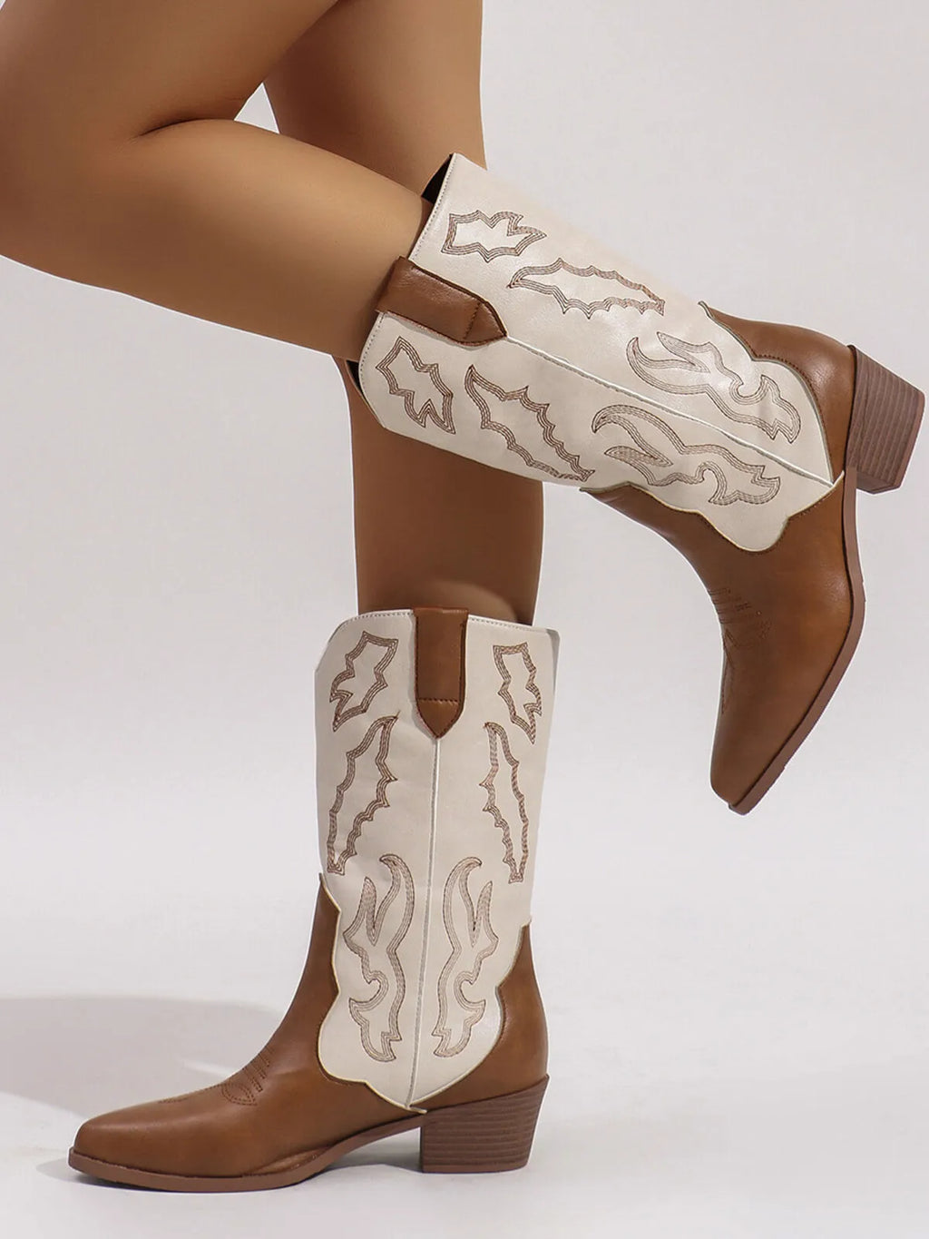 Point Toe Block Heels Boots