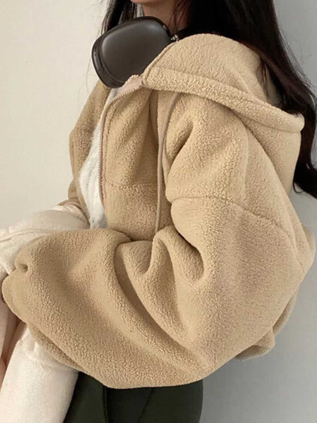 Oversized Sherpa Zip-Up Hoodie