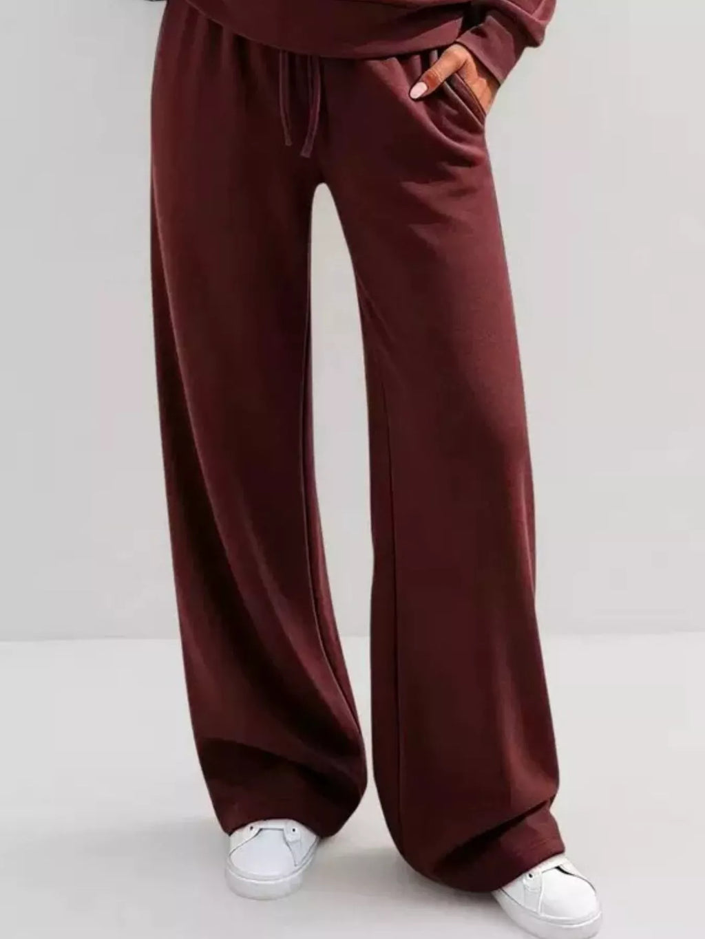Button Detail Dropped Shoulder Top and Pants Set