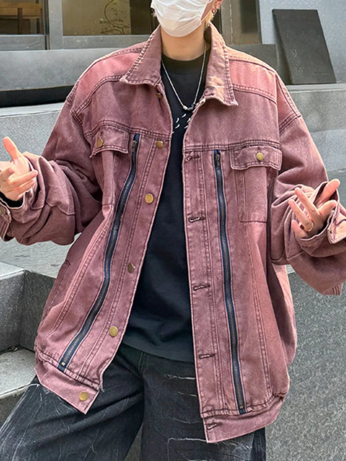 Men's Plus Size Button Up Long Sleeve Denim Jacket