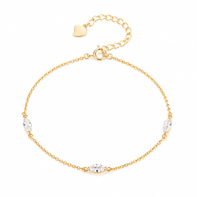 S925 Sterling Silver Marquise-cut Diamond Bracelet