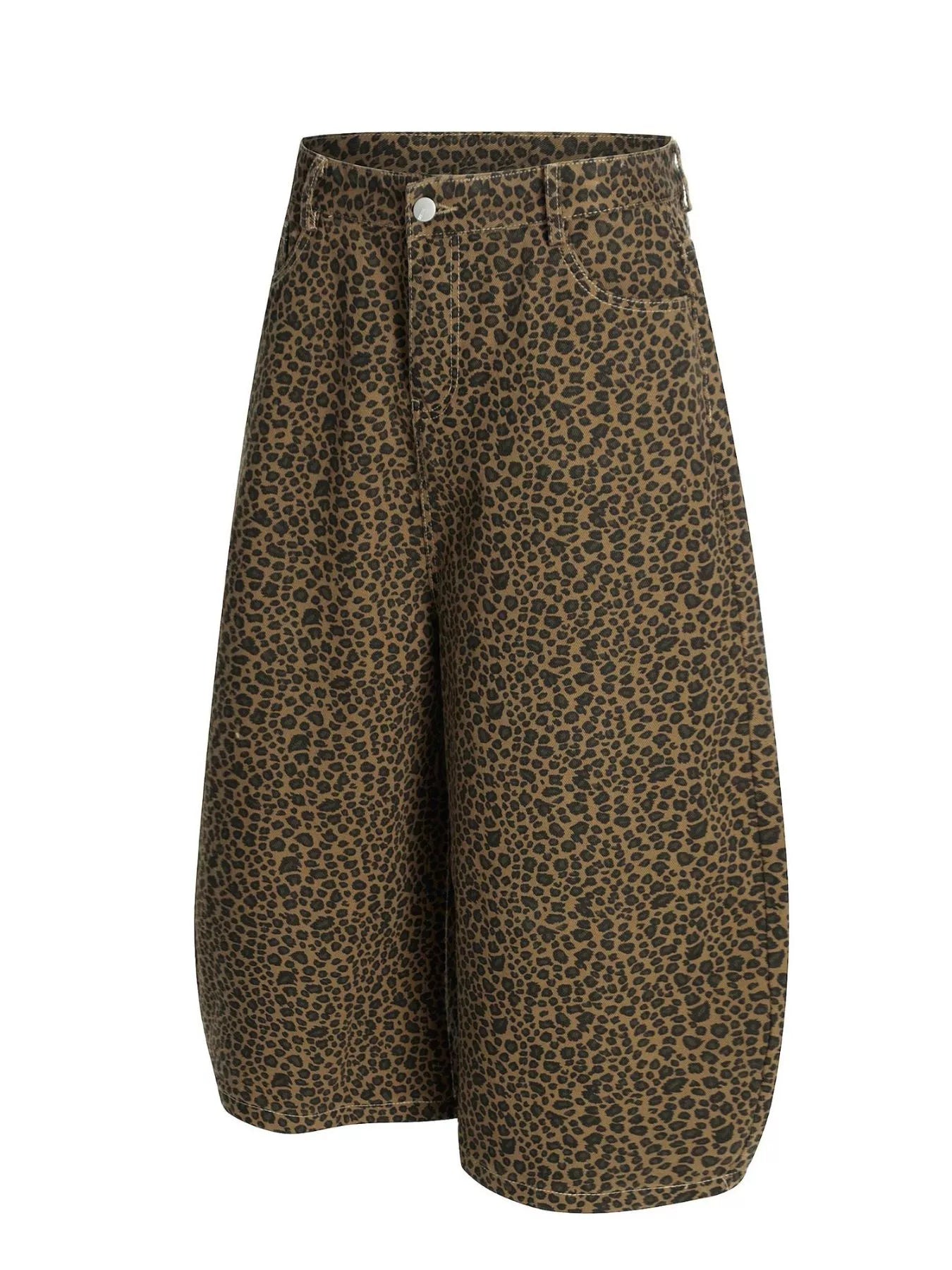 Men's Leopard Print Wide-Leg Capris