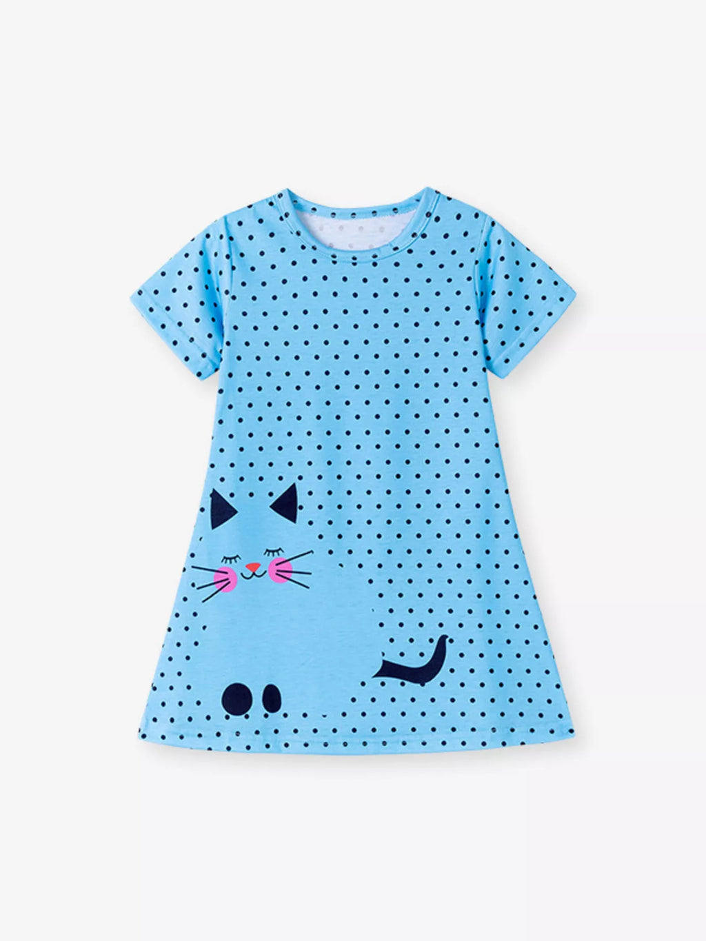 Children's Cat Polka Dot Casual Dress