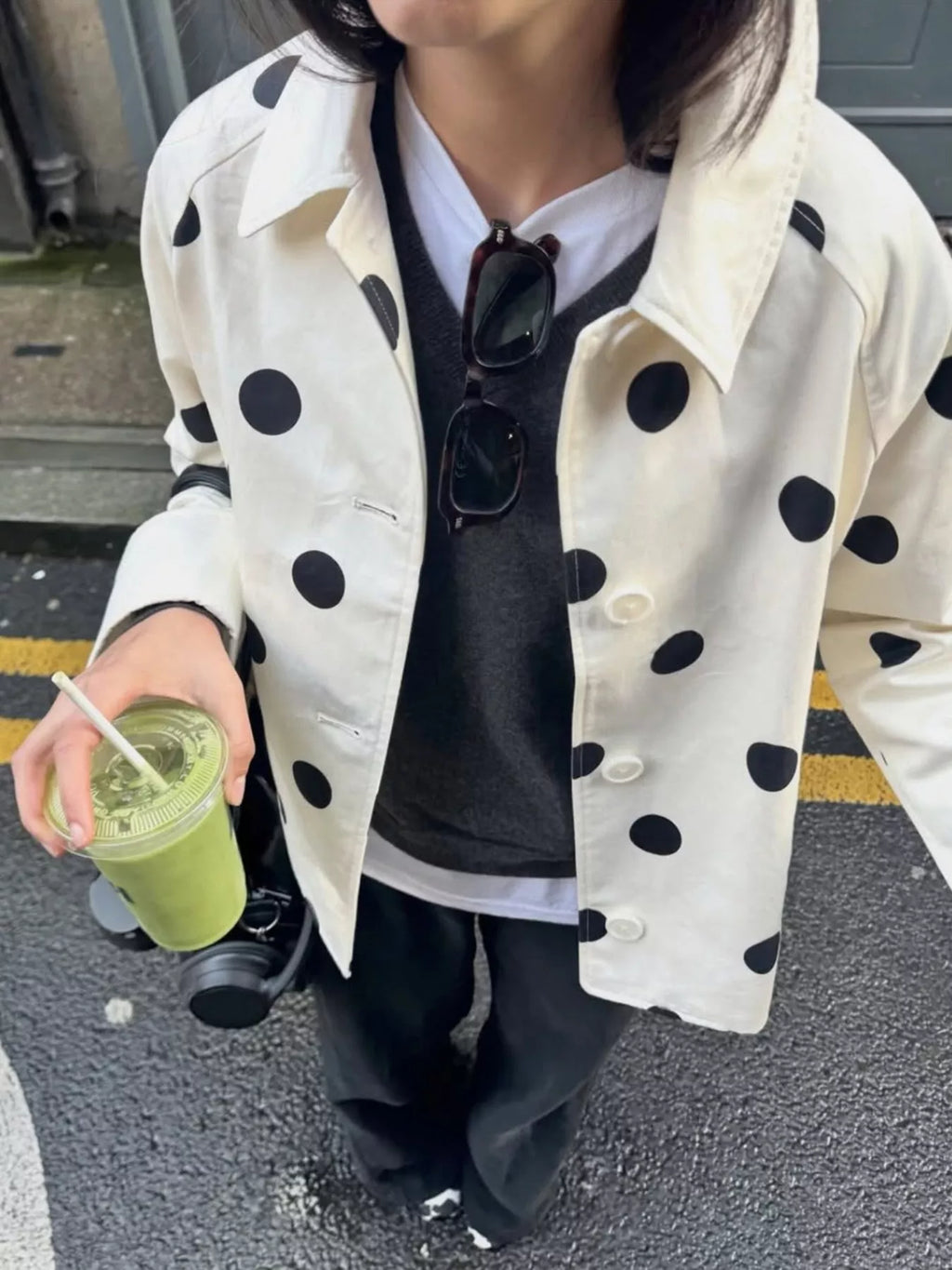 Polka Dot Button-Down Jacket
