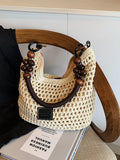 Beaded Handle Crochet Handbag