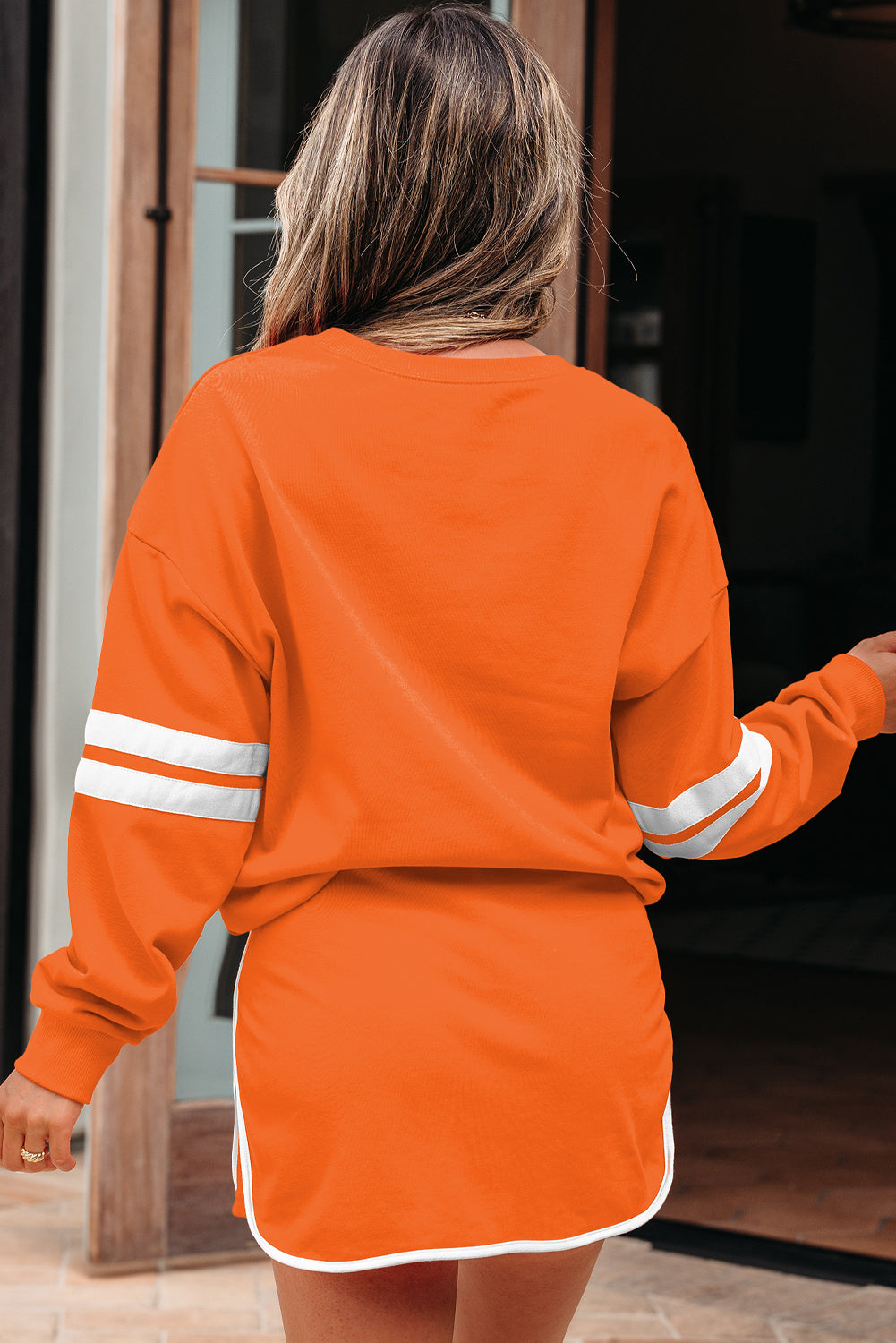 Varsity Stripe Pullover and Mini Skirt Set