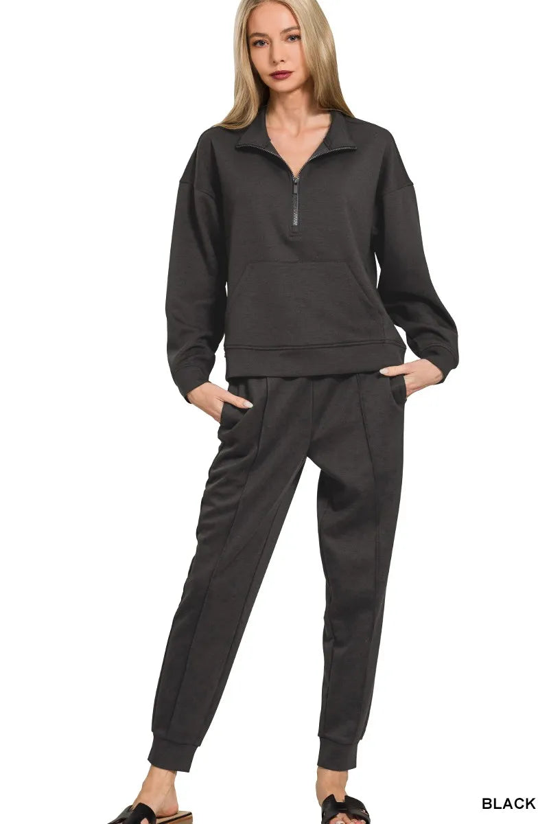 Scuba Quarter-Zip Sweatshirt and Joggers Set