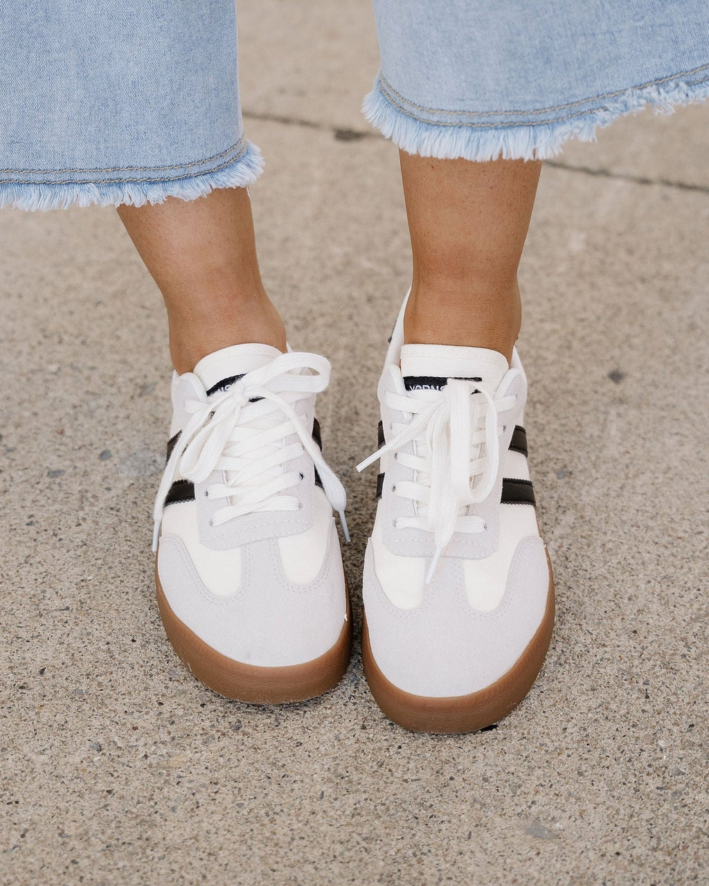 Leah Striped Lace Up Flat Sneakers