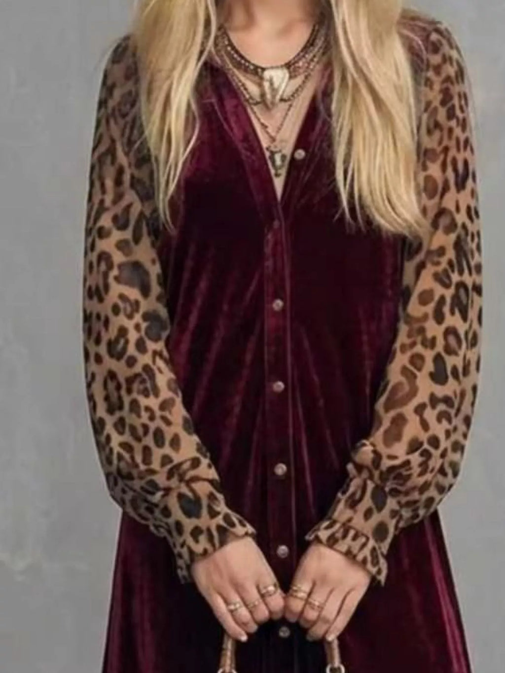 Leopard Velvet Button-Down Maxi Dress