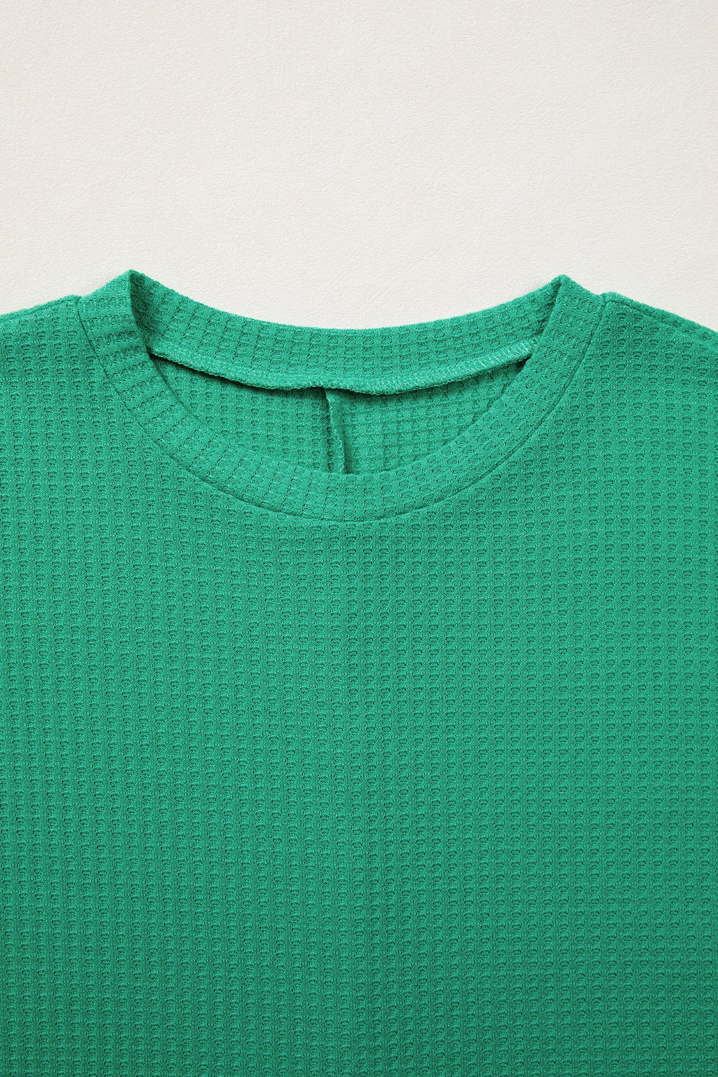 Sea Green Waffle Textured Knit Dolman Short Sleeve Loose Top