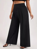 Plus Size High Waist Wide Leg Smocked Waist Pants