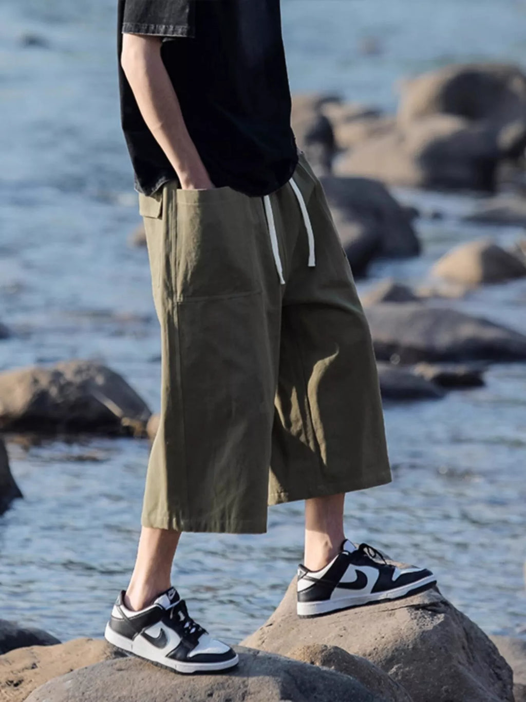 Men's Casual Loose Fit Cropped Pants