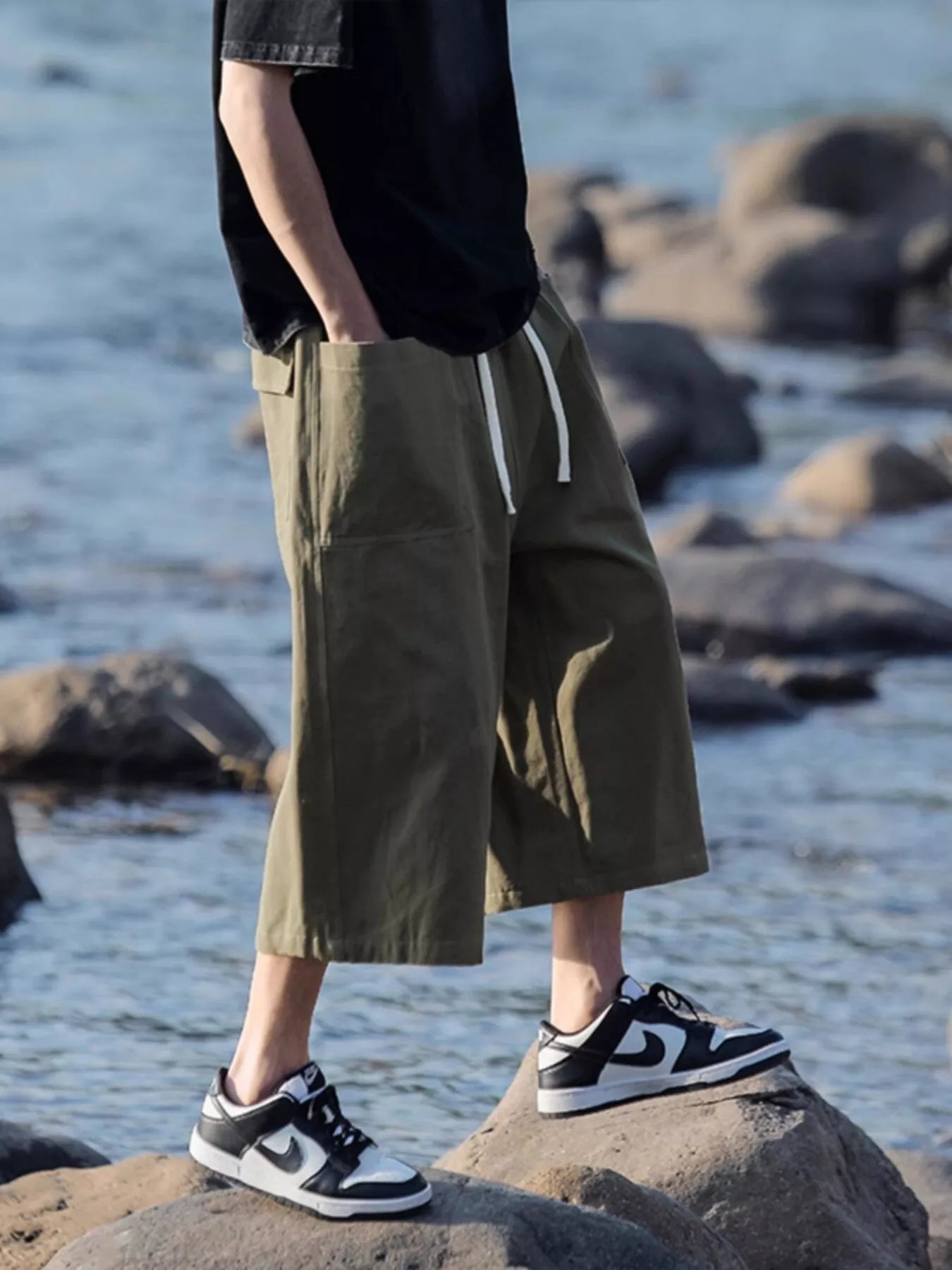 Men's Casual Loose Fit Cropped Pants