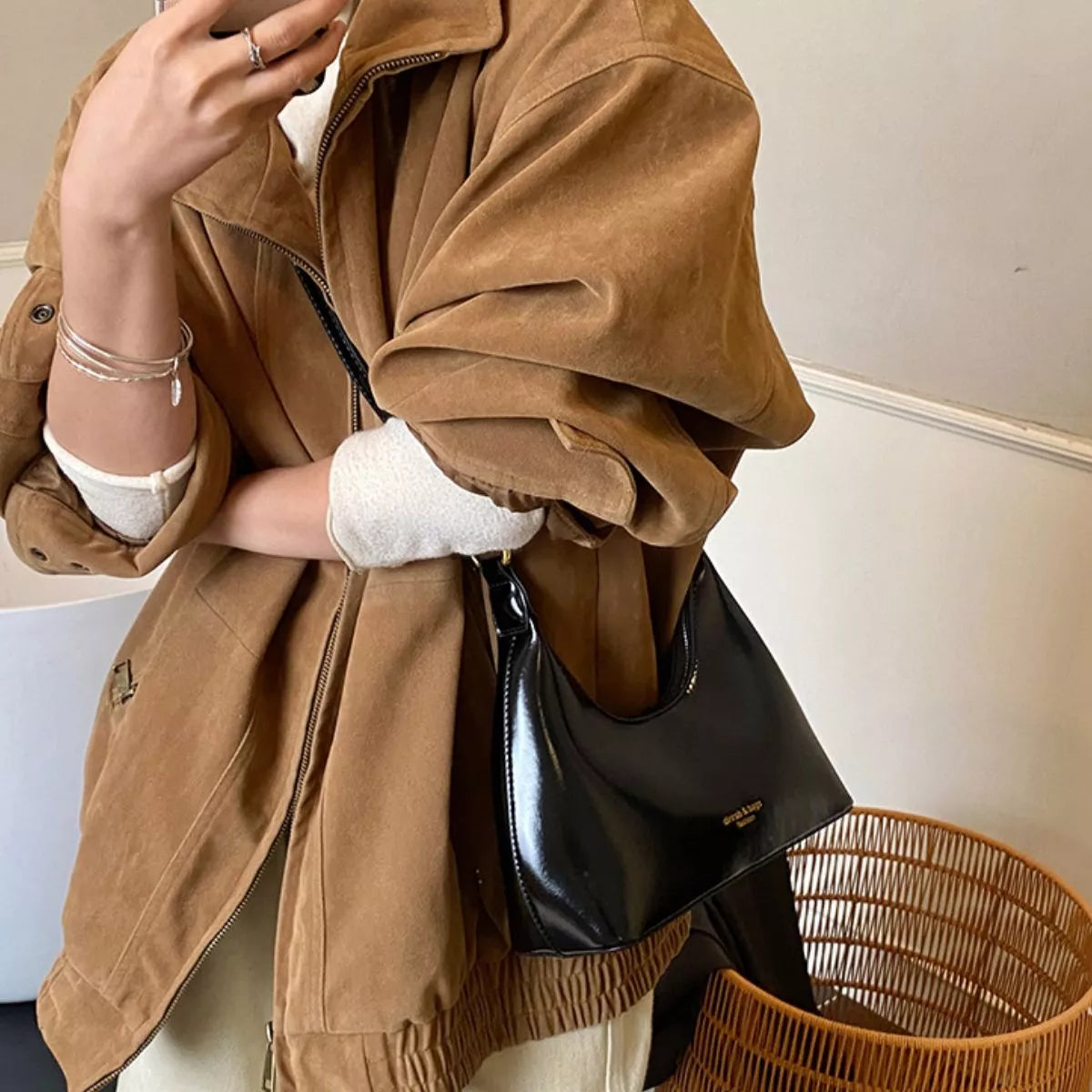 Adjustable Strap Leather Shoulder Bag