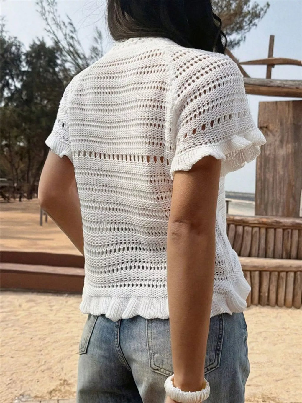 Seashell Crochet Knit Top