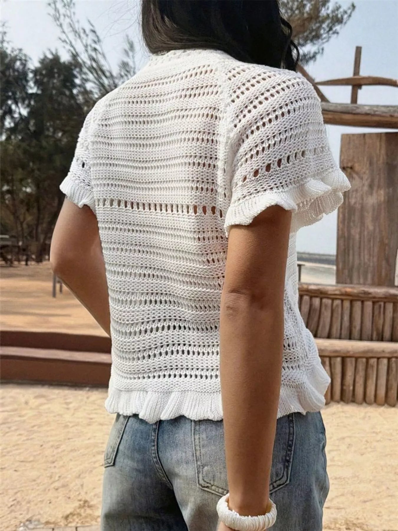 Seashell Crochet Knit Top