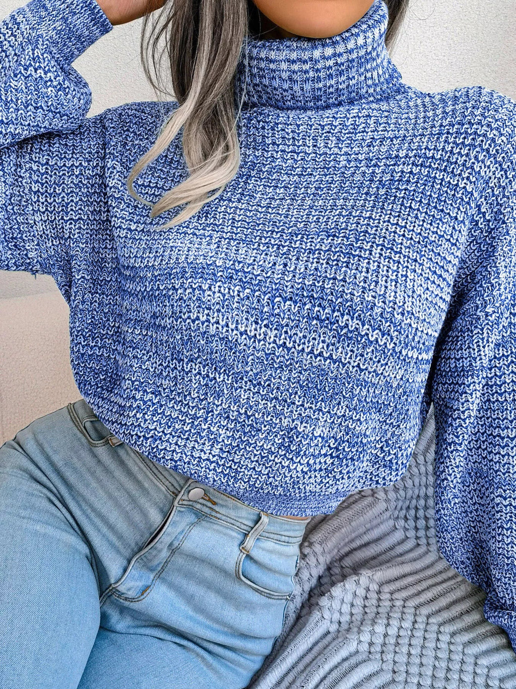 Turtleneck Dropped Shoulder Sweater