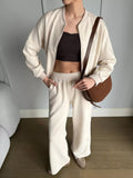 Zip Up Sweatshirt and Wide-Leg Pants Set