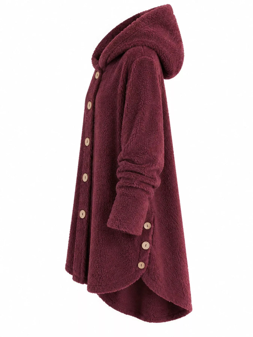 Full Size Fleece Button Up Hooded Outerwear Plus Size