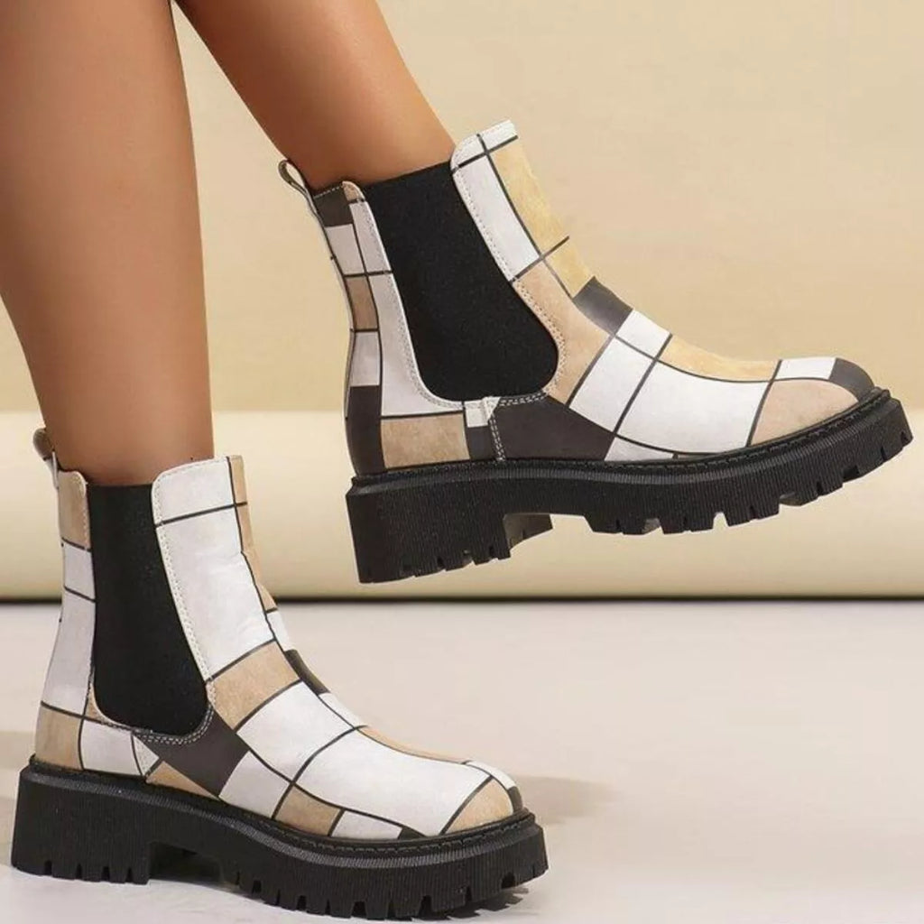 Round Toe Chunky Heel Ankle Boots