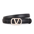 Pearl Buckle Leather Belt