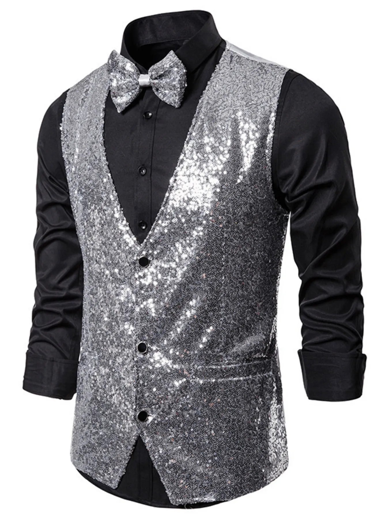 Men's Sequin Slim Fit Vest