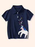Children's Unicorn Graphic Short Sleeve Polo