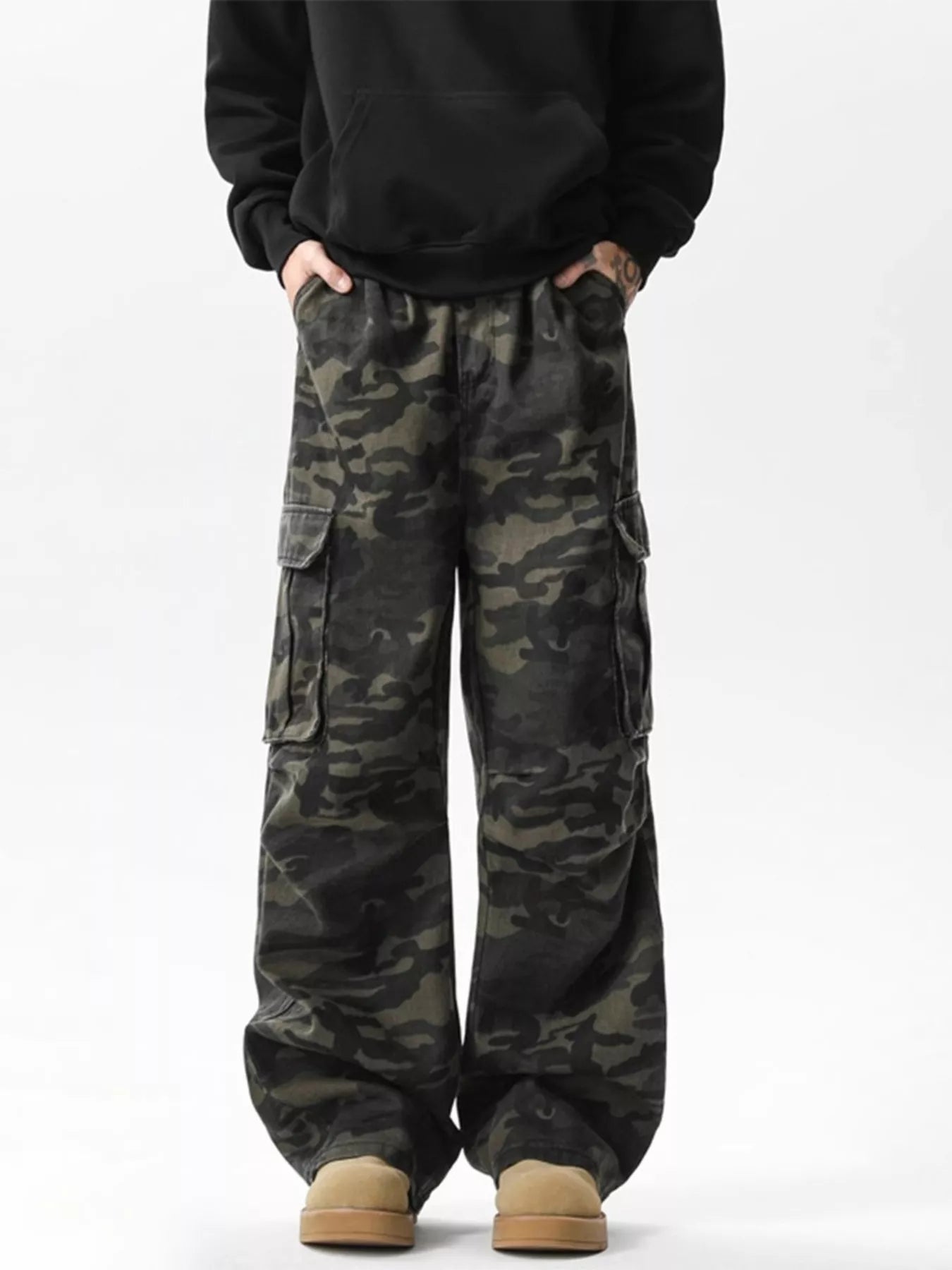 Men's Full Size Loose Fit Camouflage Cargo Pants Plus Size
