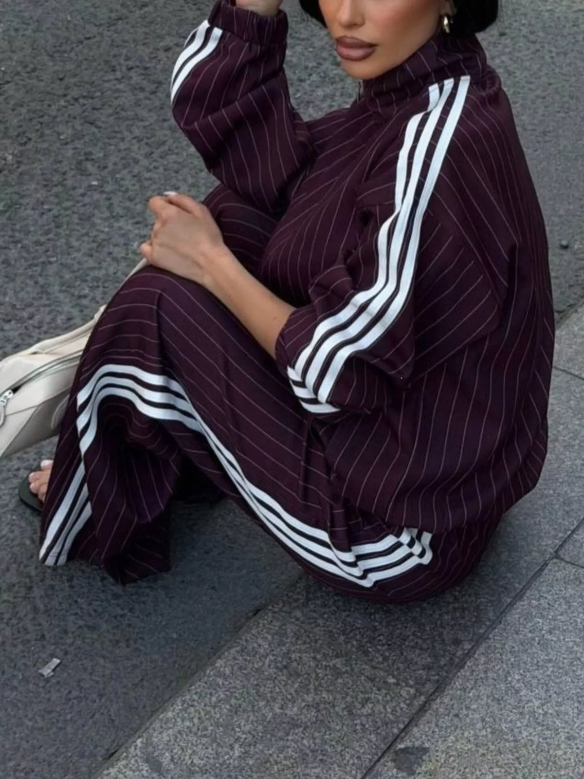 Side Stripe Zip Up Jacket and Pants Set