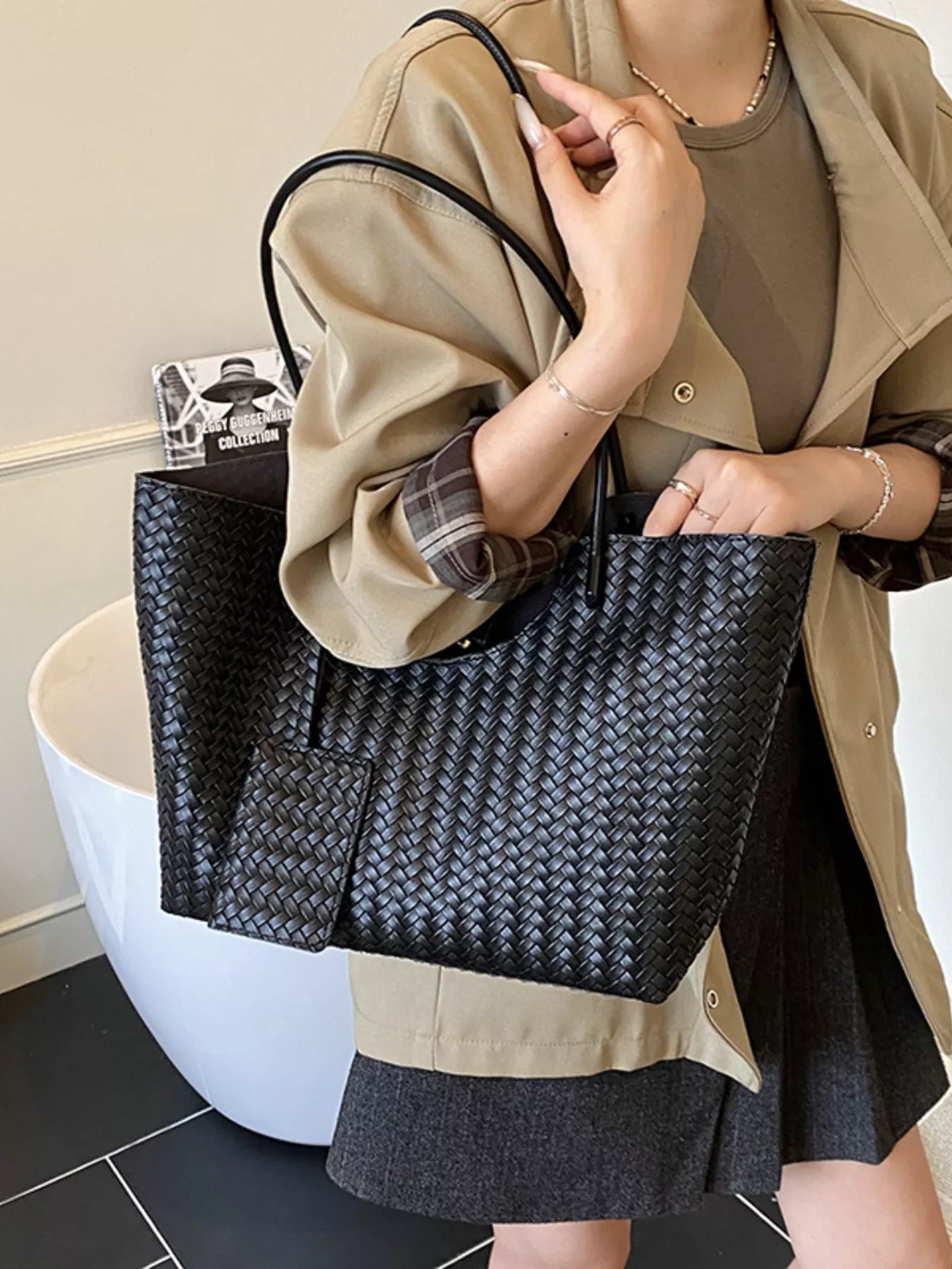 Woven Texture Large Capacity Tote Bag