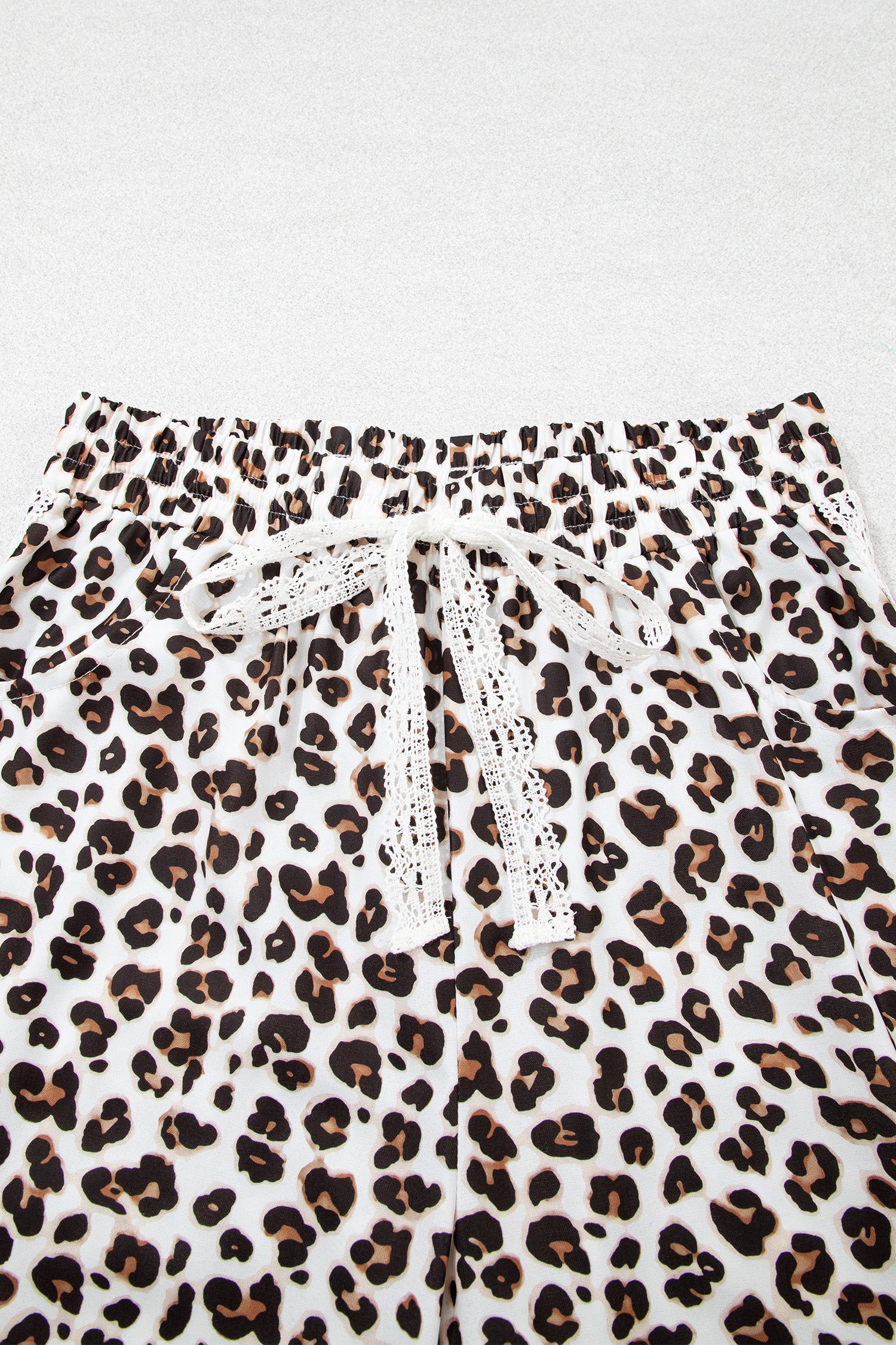 Black Leopard Print Ankle-Length Elastic Waist Pants