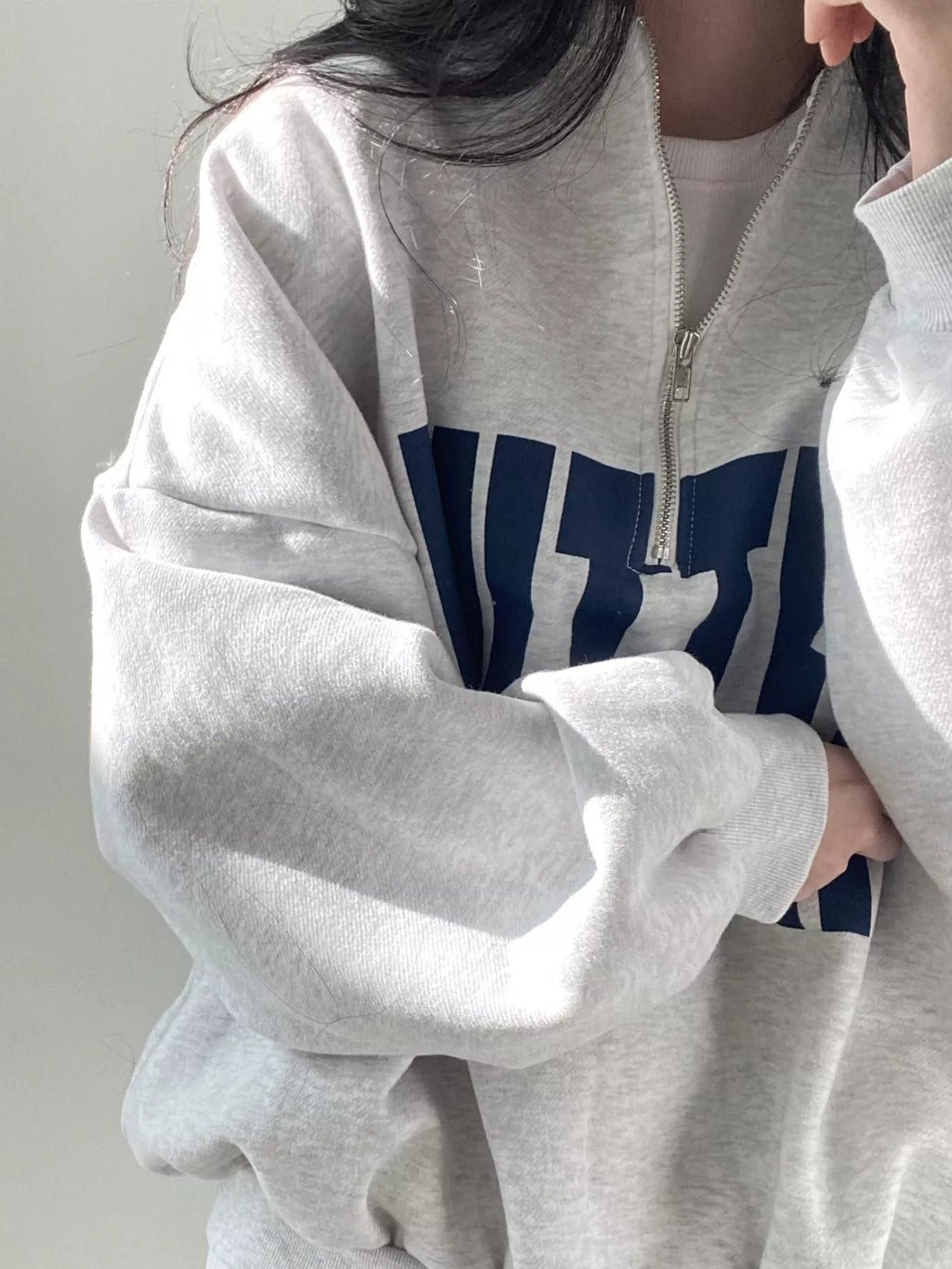 Half-Zip Letter Graphic Sweatshirt