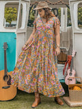 Ruffled Printed Cap Sleeve Dress
