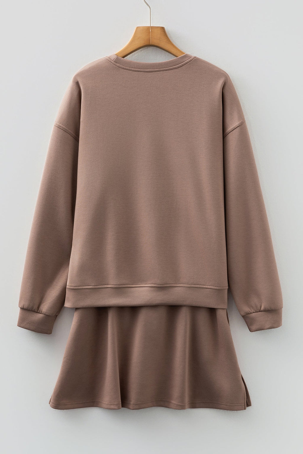 Solid Drop Shoulder Sweatshirt & Mini Skirt Set