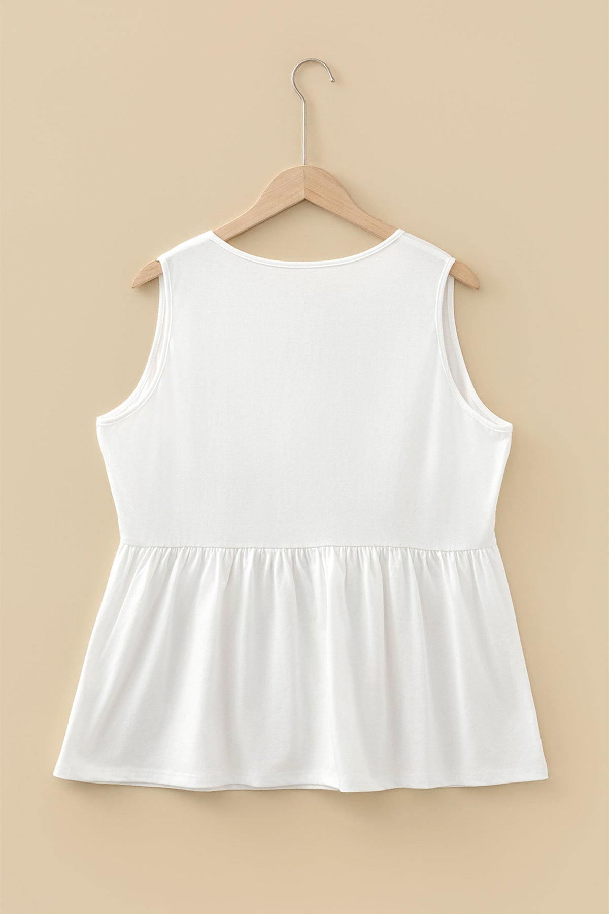Plus Size Solid Bow-Tie Peplum Tank Top