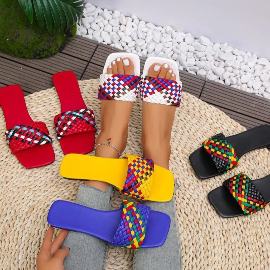 Colorful Open Toe Flats Sandals