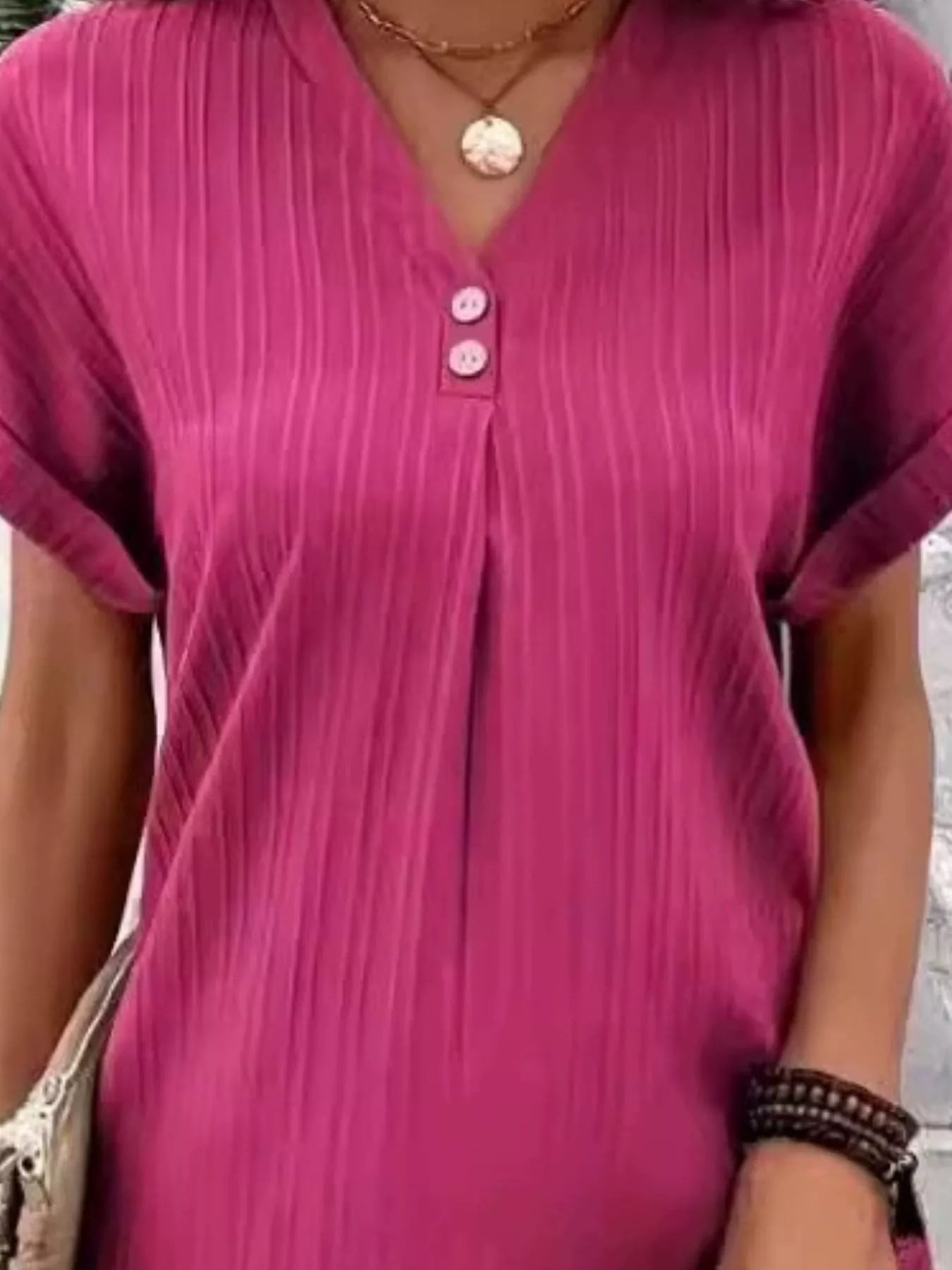 Full Size Casual V-Neck Short Sleeve Dress Plus Size