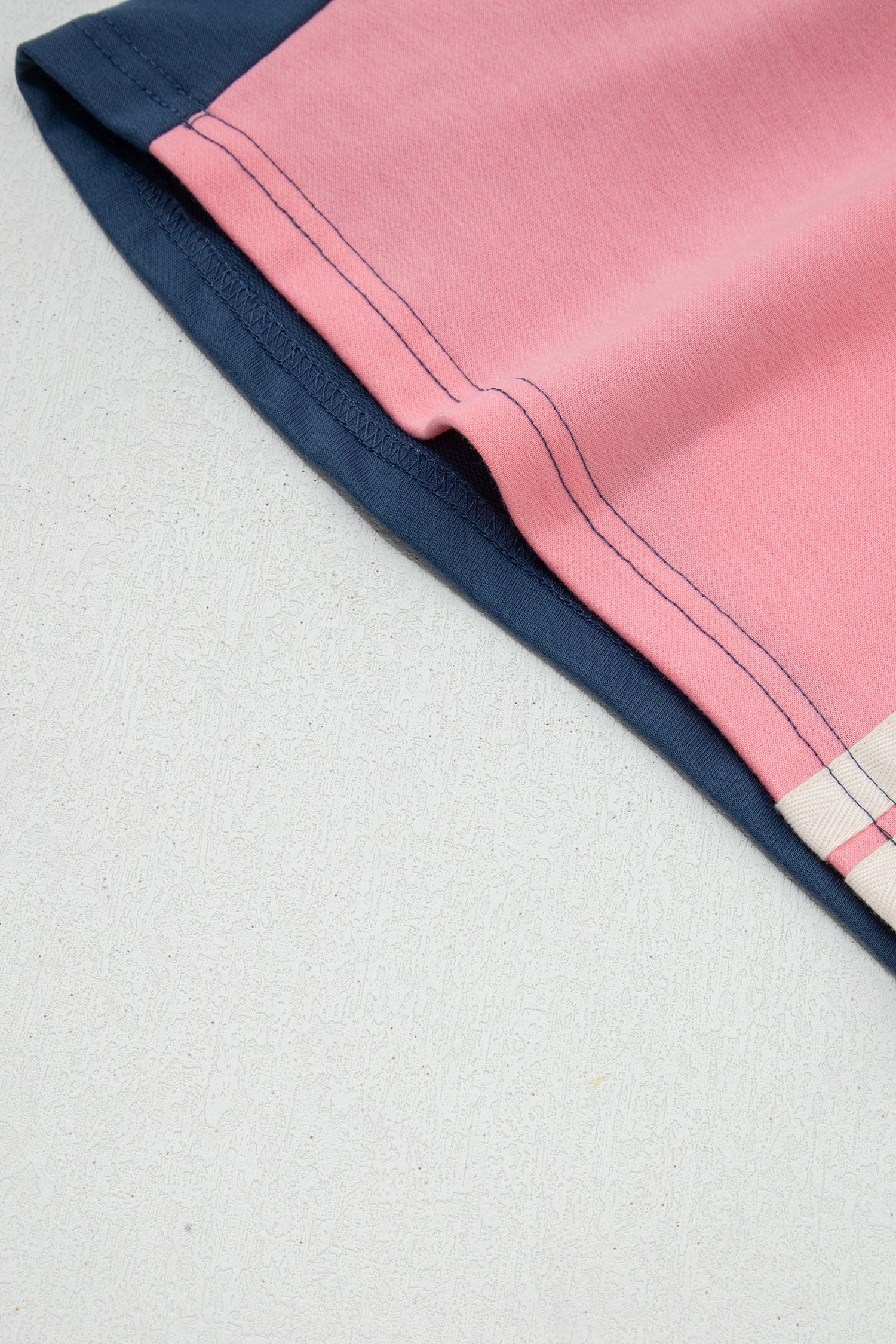 Pink Color Block Patchwork Varsity Striped Detail Drawstring Elastic Waist Shorts