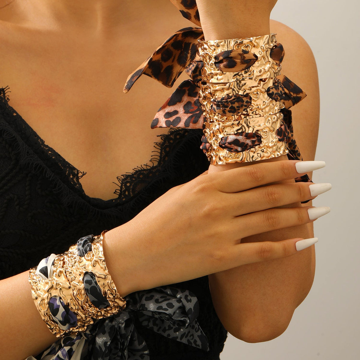 Leopard-print Silk Scarf Bracelet European And American Style