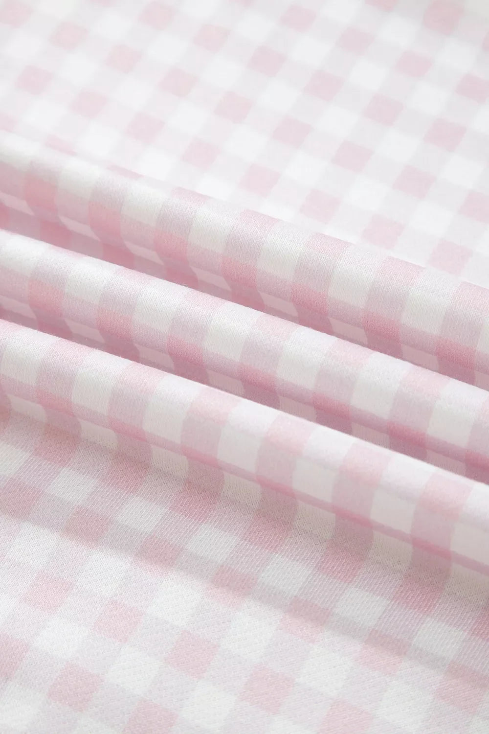 Gingham Long Sleeve Sweatshirt and Shorts Set