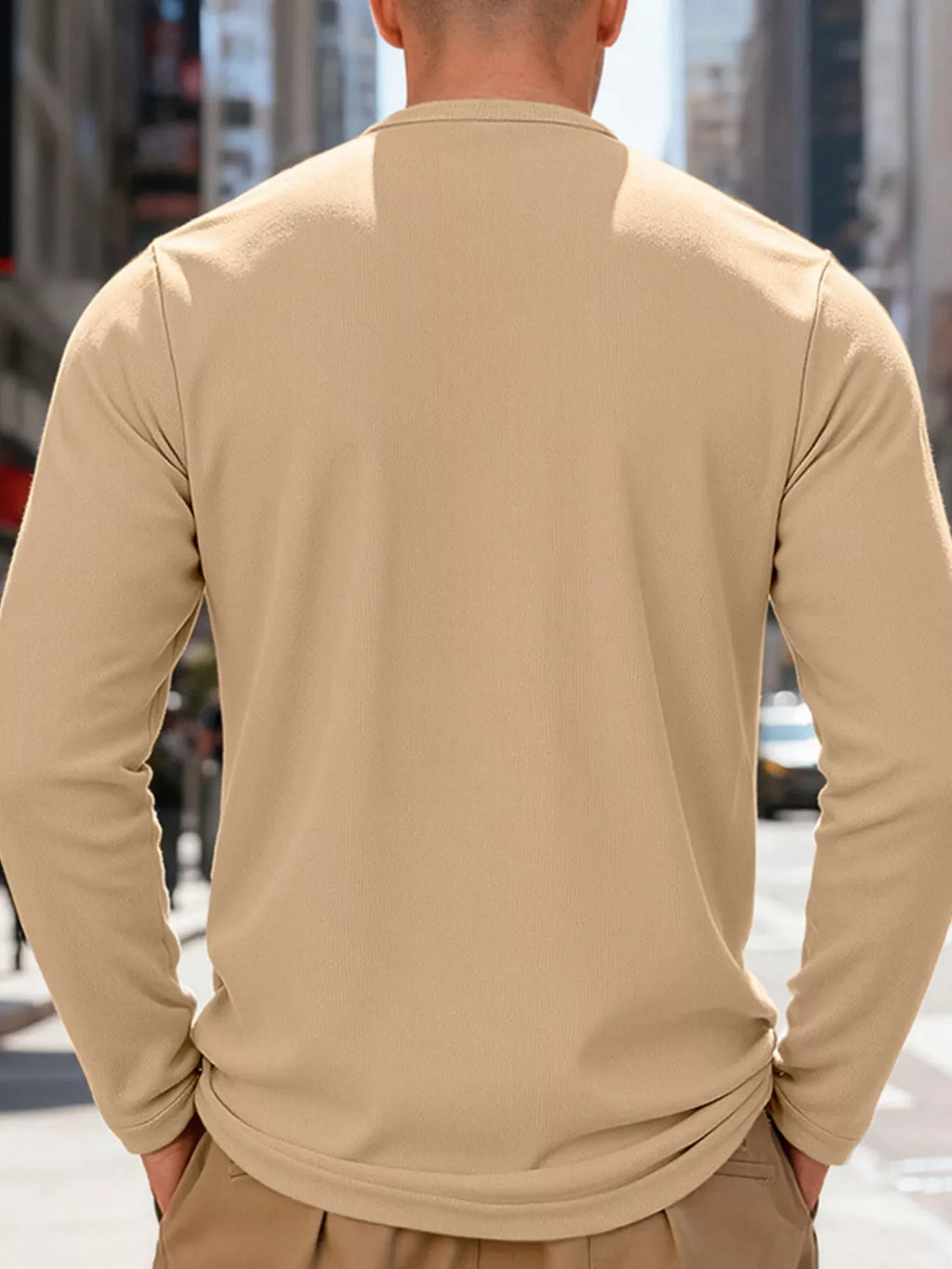 Men's Full Size Casual Long Sleeve Henley T-Shirt Plus Size