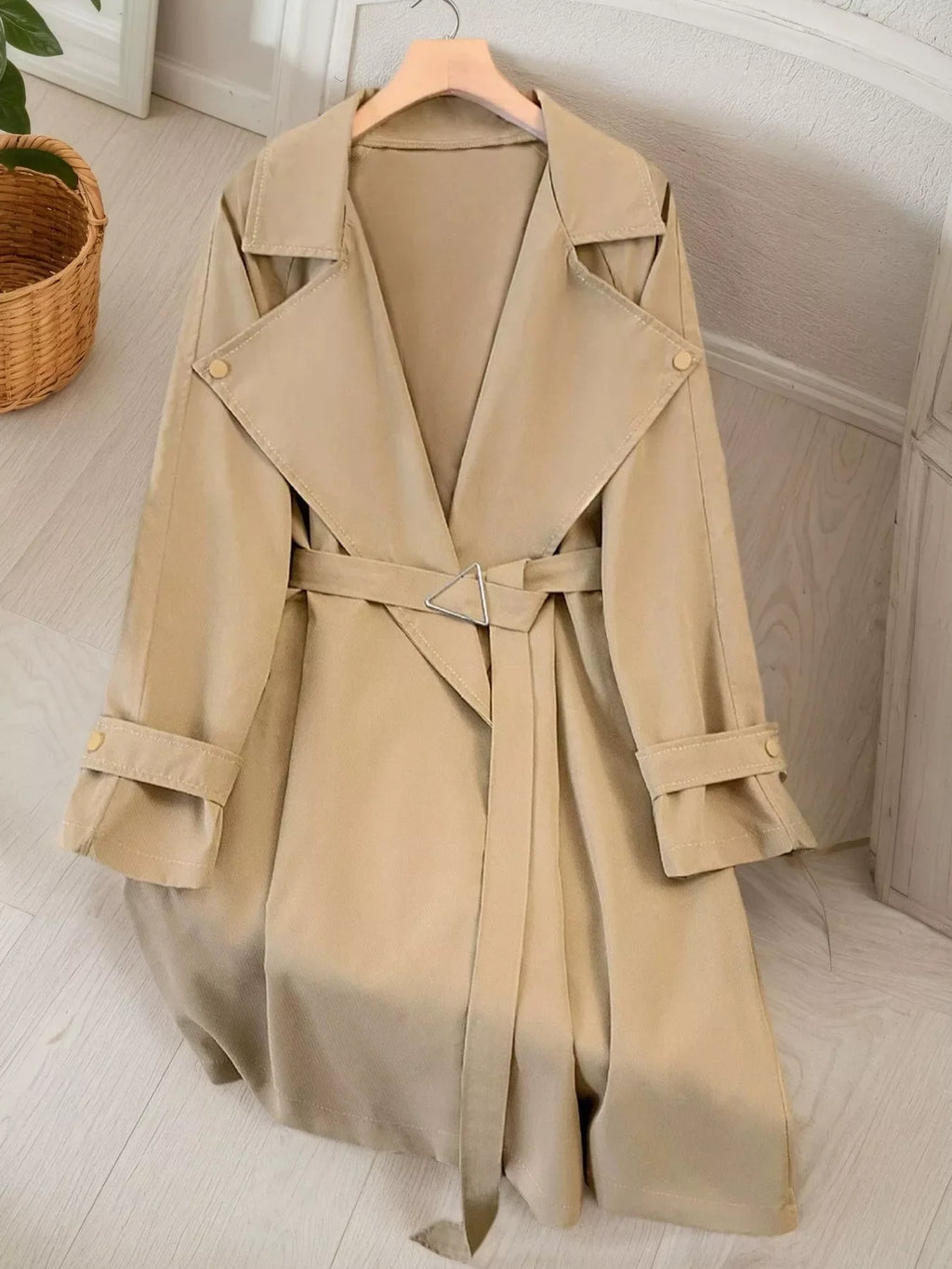 Lapel Collar Longline Trench Coat