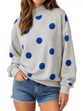 Mock Neck Polka Dot Print Oversized Sweatshirt