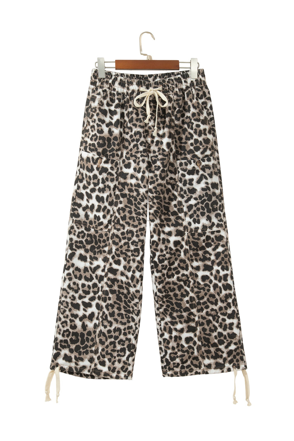 Black Leopard Print Drawstring Jogger Jeans